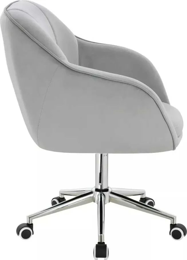 LuxuryForm DESIGN Stolička AVOLA VELUR na striebornej podstave s kolieskami - svetlo šedá