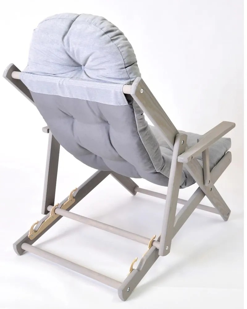 Sivé drevené skladacie záhradné ležadlo Borneo – Rojaplast