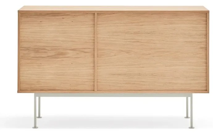 Krémovobiela komoda v dubovom dekore Teulat Yoko, šírka 128 cm