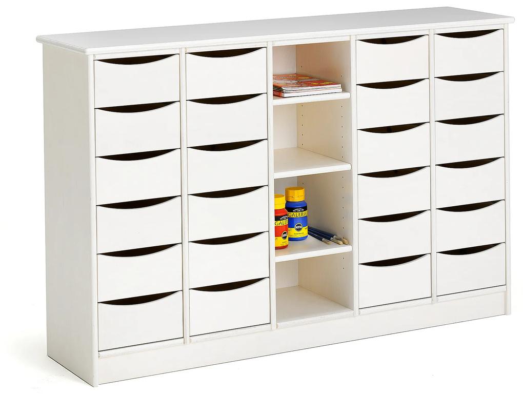 Zásuvková skrinka BJÖRKAVI, 24 zásuviek, 4 priehradky, 1520x400x980 mm, biela, biela