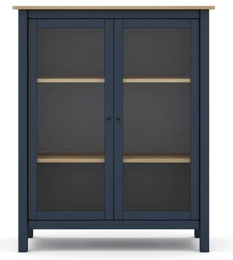 Tmavomodrá/prírodná vitrína z borovicového dreva 90x110 cm Misti - Marckeric