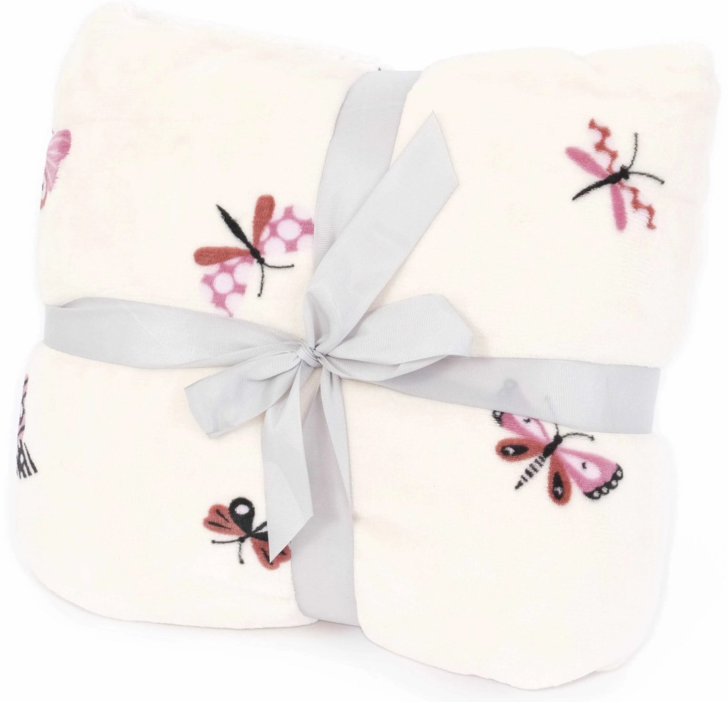 Baránková deka mikroplyš Exclusive 150 × 200 cm – Motýliky béžové