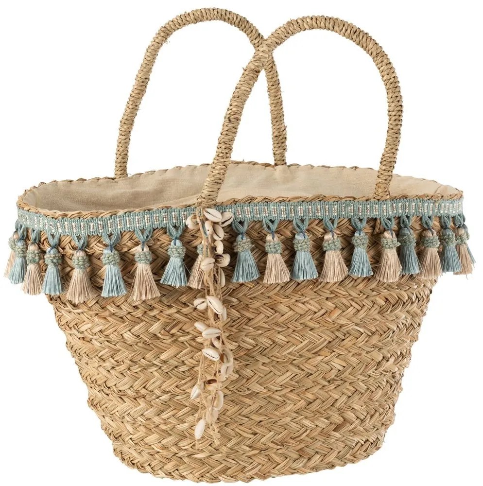 Prírodná plážová taška/ košík so strapcami Beach tassel - 48*23*50 cm