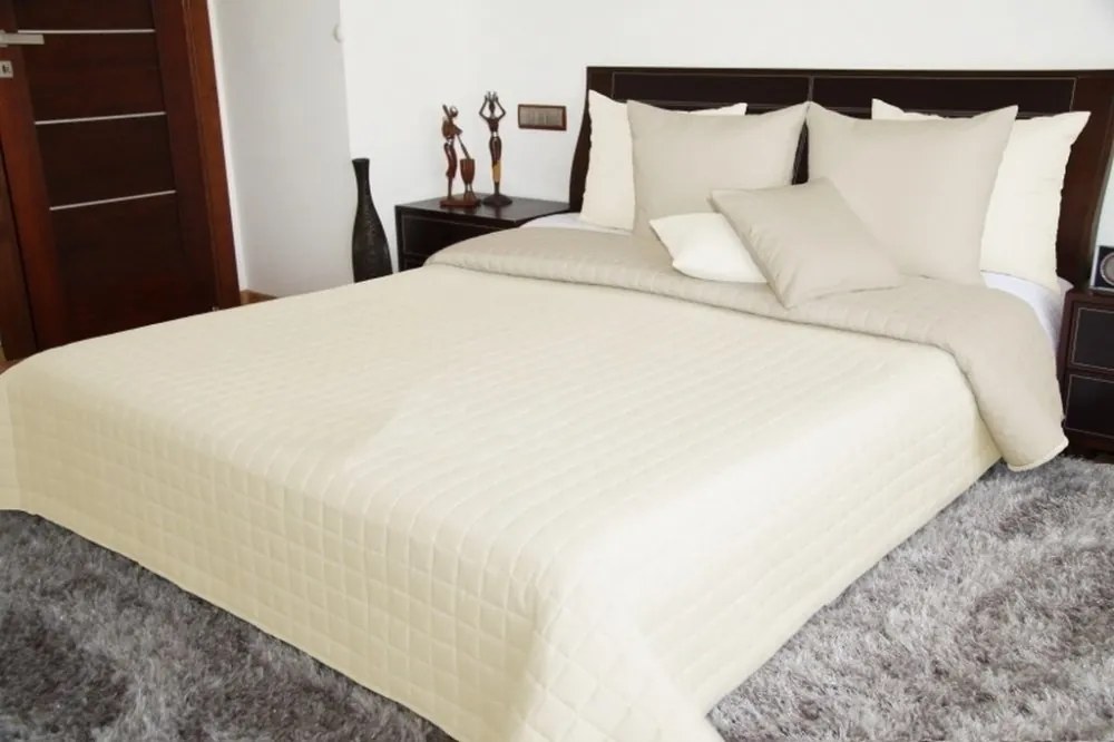 Béžový jednofarebný prehoz s geometrickým prešívaním Šírka: 75 cm | Dĺžka: 160 cm
