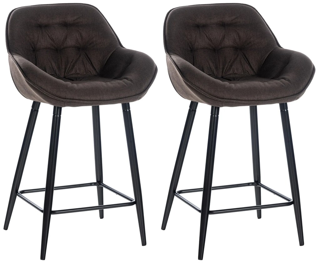 Barová stolička Gibson (SET 2 ks) - látka, kovové nohy čierne - Hnedá
