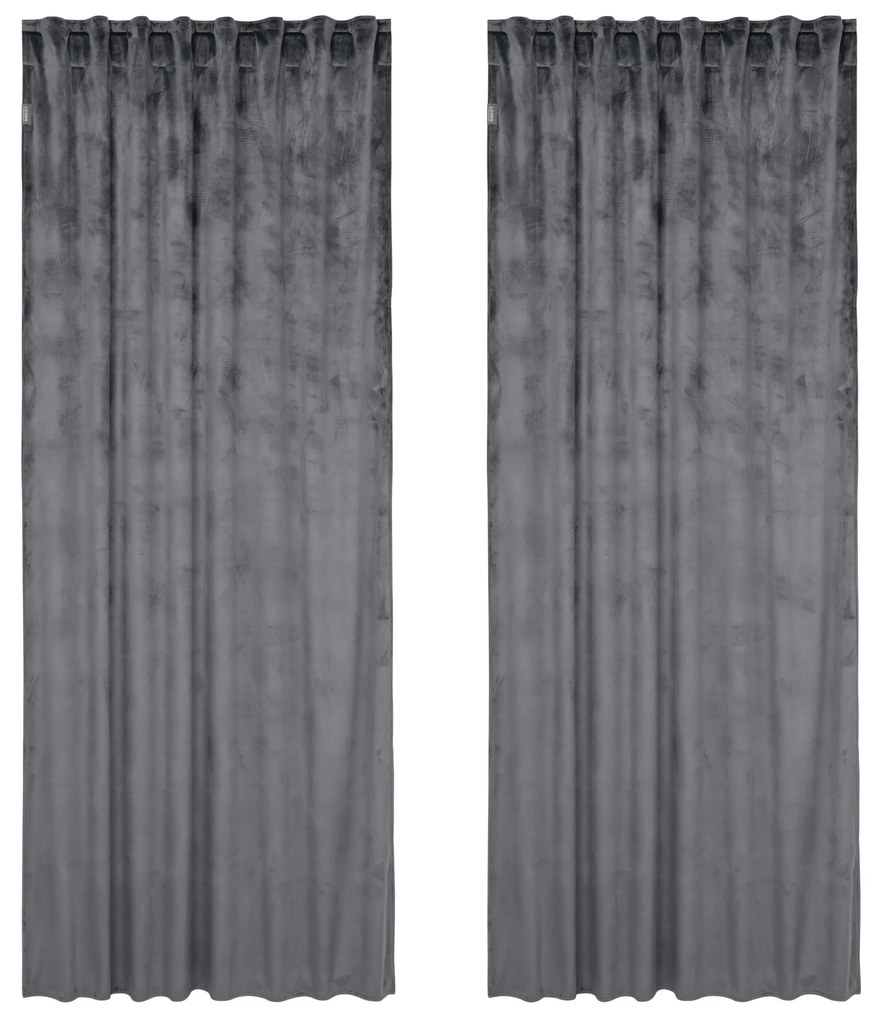 Looks by Wolfgang Joop Zamatový záves, 135 x 245 cm, 2 kusy (tmavosivá) (100390451)