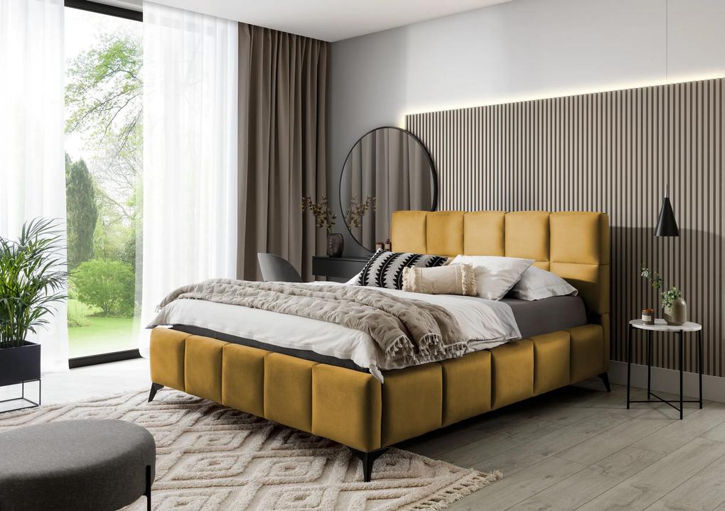 Moderná posteľ Miami, 180x200cm, žltá Nube s úložným priestorom