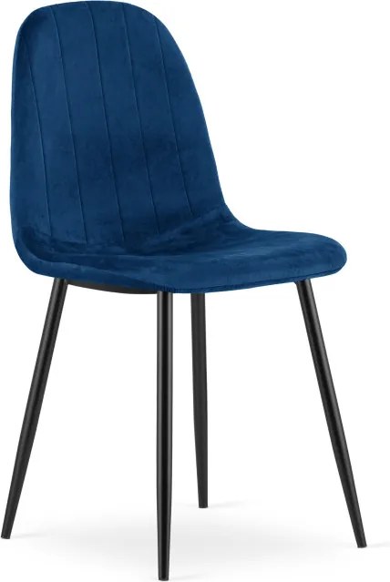 Set štyroch jedálenských stoličiek PADVA zamatové modré / čierne nohy (4 ks)