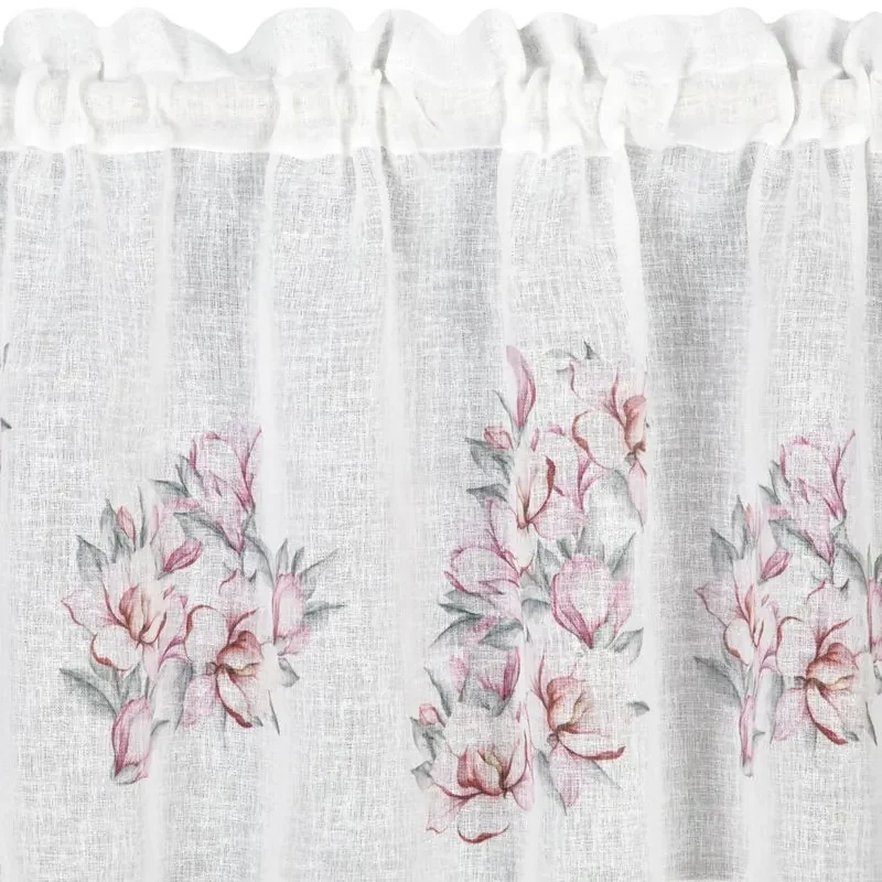 EUROFIRANY Záclona zdobená čipkou 150 cm x 60 cm ružová 100 % polyester