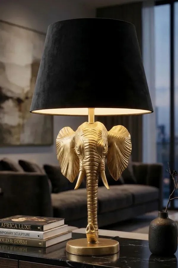 Stolná lampa Elephant 59 cm čierno-zlatá