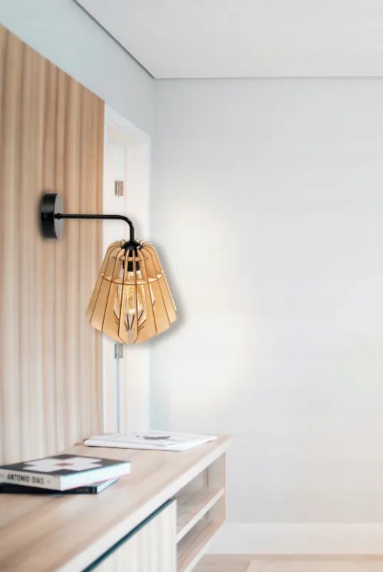 Nástenné LED svietidlo 1x E27 LOFT edison drevené
