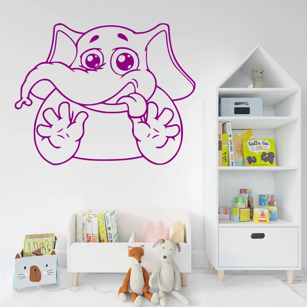 Veselá Stena Samolepka na stenu na stenu Slon Farba: černá