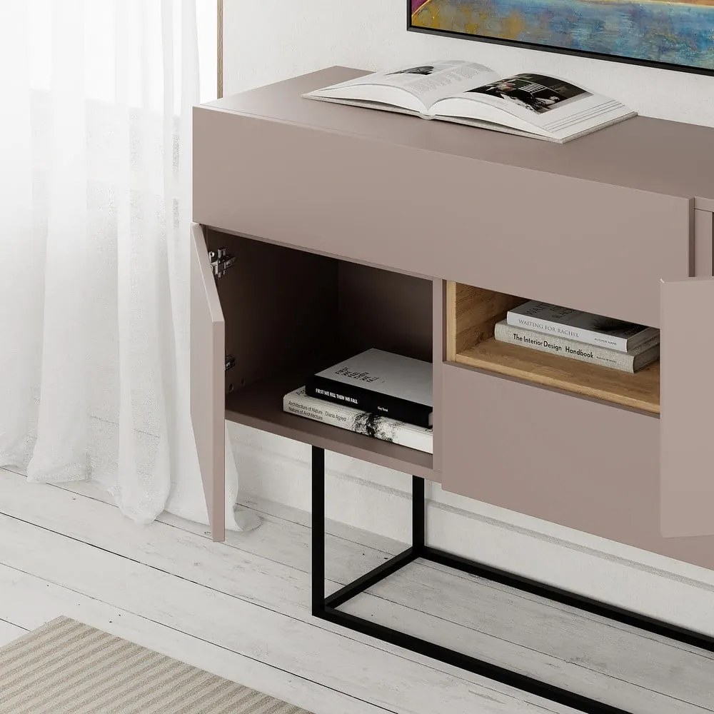 Sivo-béžová nízka komoda 145x82 cm Titan – Marckeric