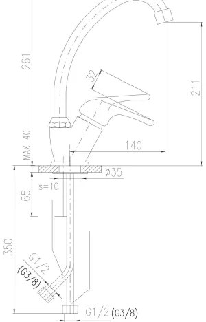 RAV Slezák SA006.0/1 - Drezová batéria SAZAVA 26,1 cm lesklý chróm