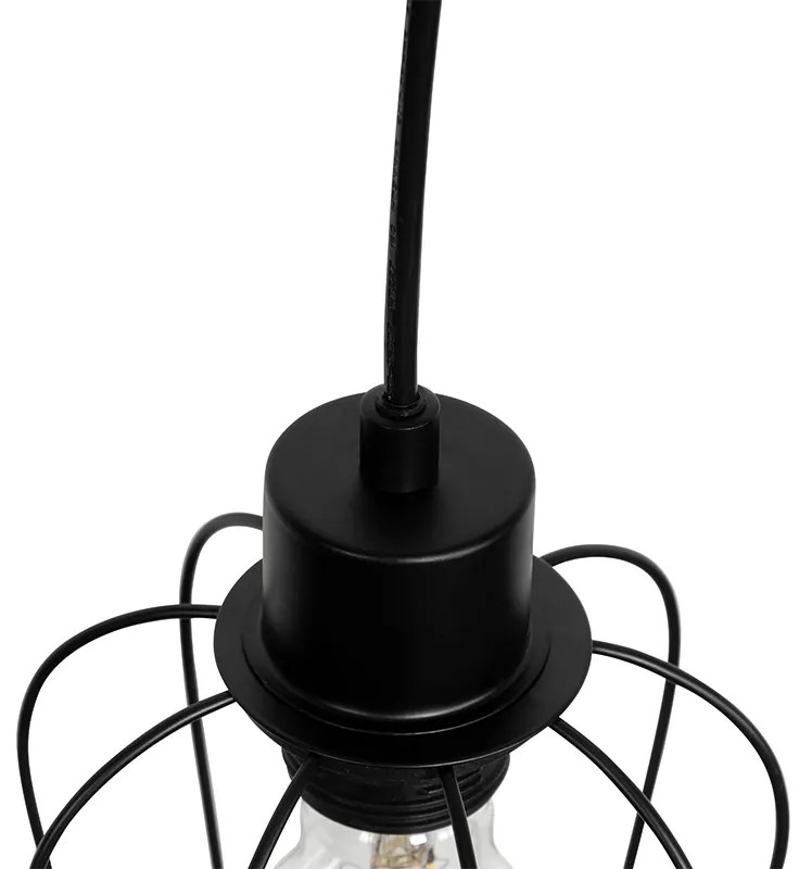 Inteligentné závesné svietidlo čierne so drevom vrátane 4 Wifi A60 - Stronk