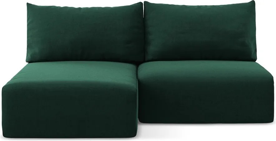 Tmavozelená zamatová rozkladacia/s úložným priestorom rohová pohovka (ľavý roh/s leňoškou) Kalena – Makamii