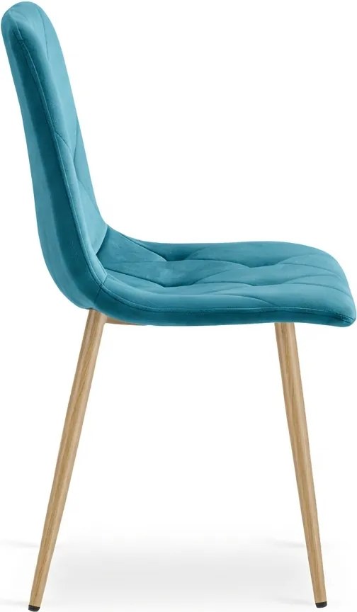 Tyrkysová zamatová jedálenská stolička LIBRA