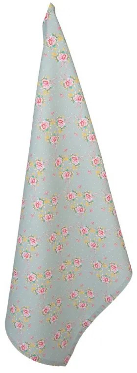 Zelená bavlnená utierka s kvetmi Cheerful Birdie - 50*70 cm