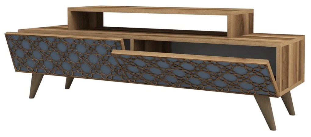 TV stolík CITY 140 cm orech/modrý