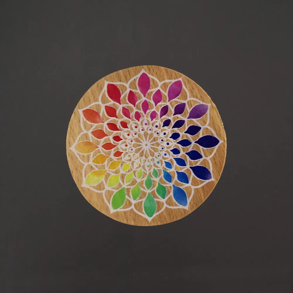 AMADEA Drevená krabička guľatá mandala, masívne drevo, 8 cm, český výrobok