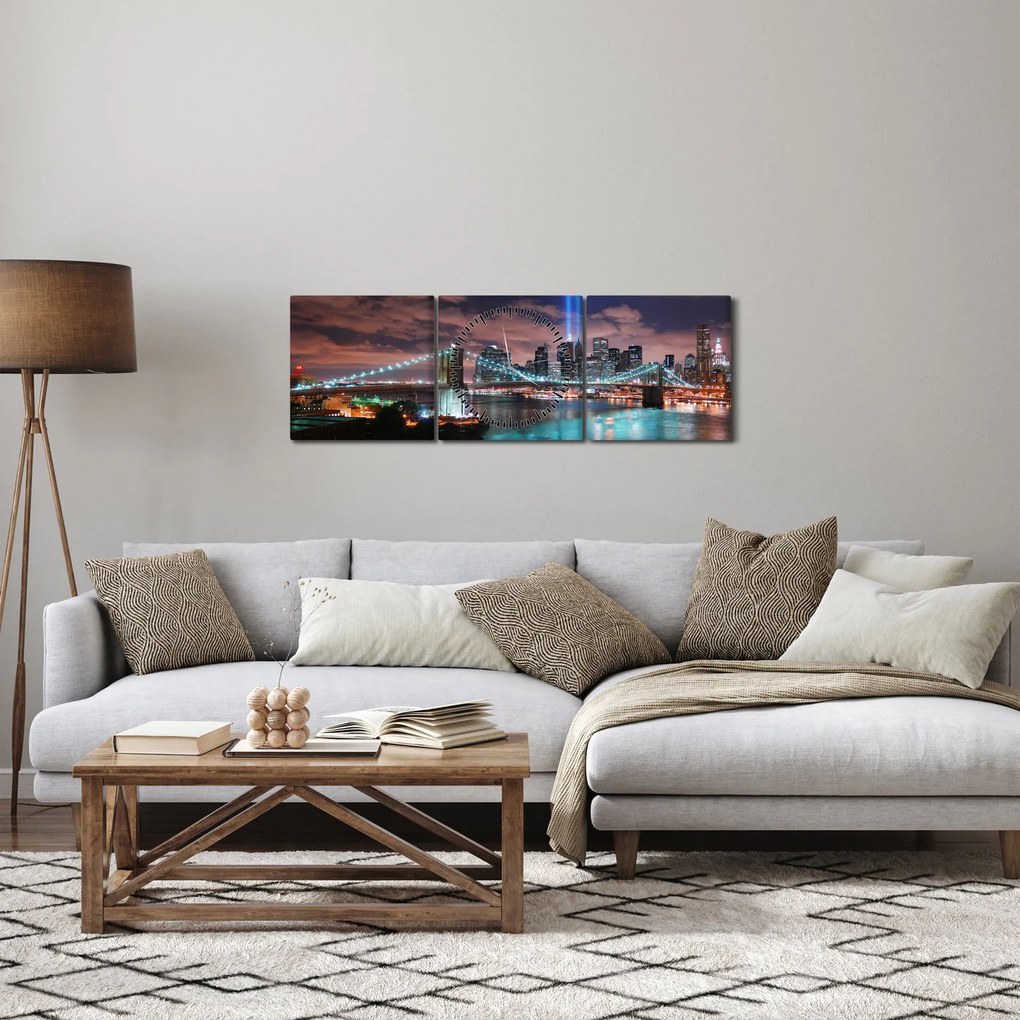 Obraz - New York, Manhattan (s hodinami) (90x30 cm)