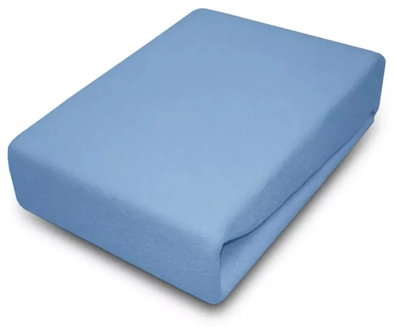 FDM Bavlnené jersey prestieradlo s gumou Orine modré, velikost 80x160