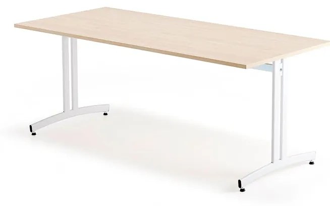 Stôl SANNA, 1800x800x720 mm, biela/breza
