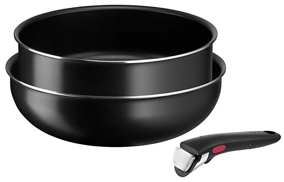 Tefal - Sada panvíc 3 ks INGENIO EASY COOK &amp; CLEAN BLACK