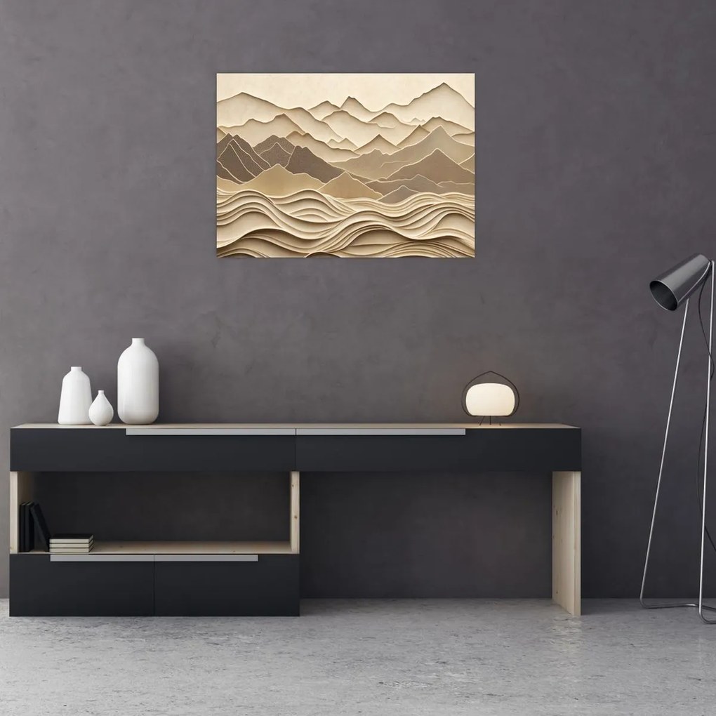 Sklenený obraz - 3D línia hôr (70x50 cm)