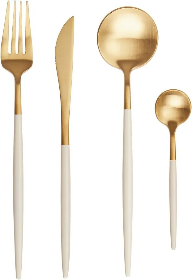 STILETTO Príbory matné set 4 ks – zlatá/biela