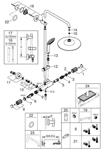 GROHE 26403KF2 - Tušni sistem VITALIO JOY 260 črn