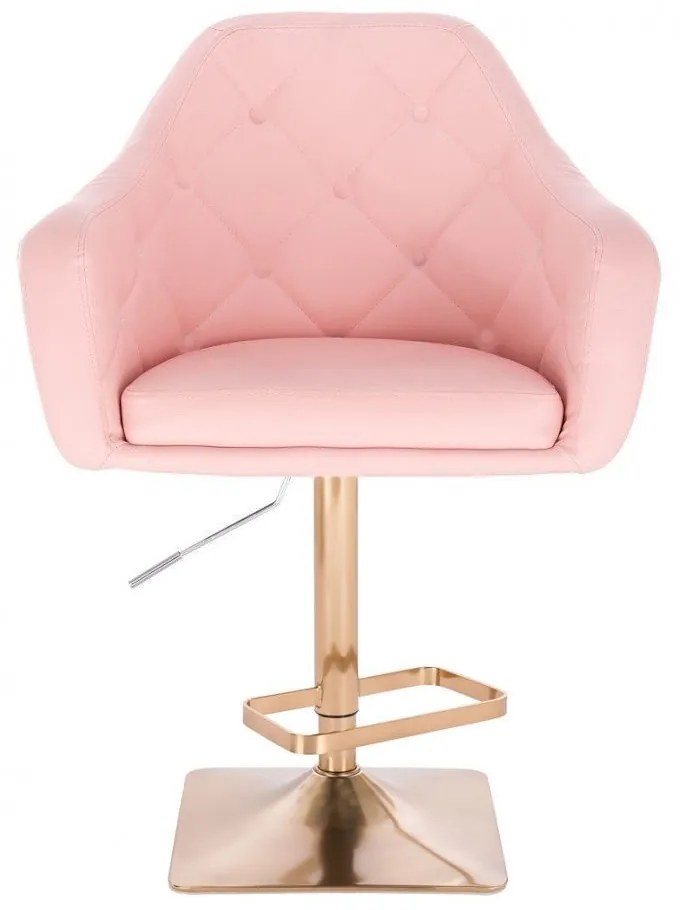 LuxuryForm DESIGN Barová stolička ANDORA na zlatej hranatej podstave - ružová