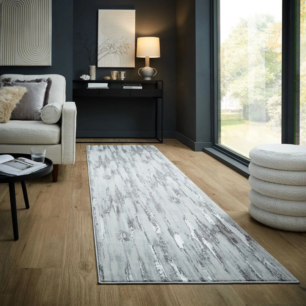 Flair Rugs koberce Behúň Eris Gleam Silver - 80x300 cm