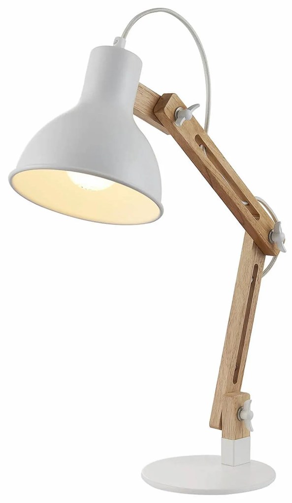 Drevená lampa na písací stôl Shivanja biele