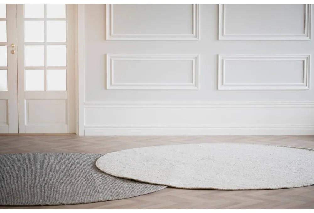 Svetlosivý vlnený okrúhly koberec ø 250 cm Auckland - Rowico
