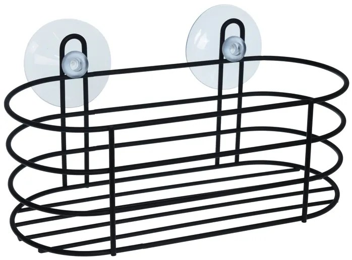 BISK Erga Niagara, drôtený košík na kozmetiku 205x90x100 mm na prísavky, čierna matná, ERG-08267