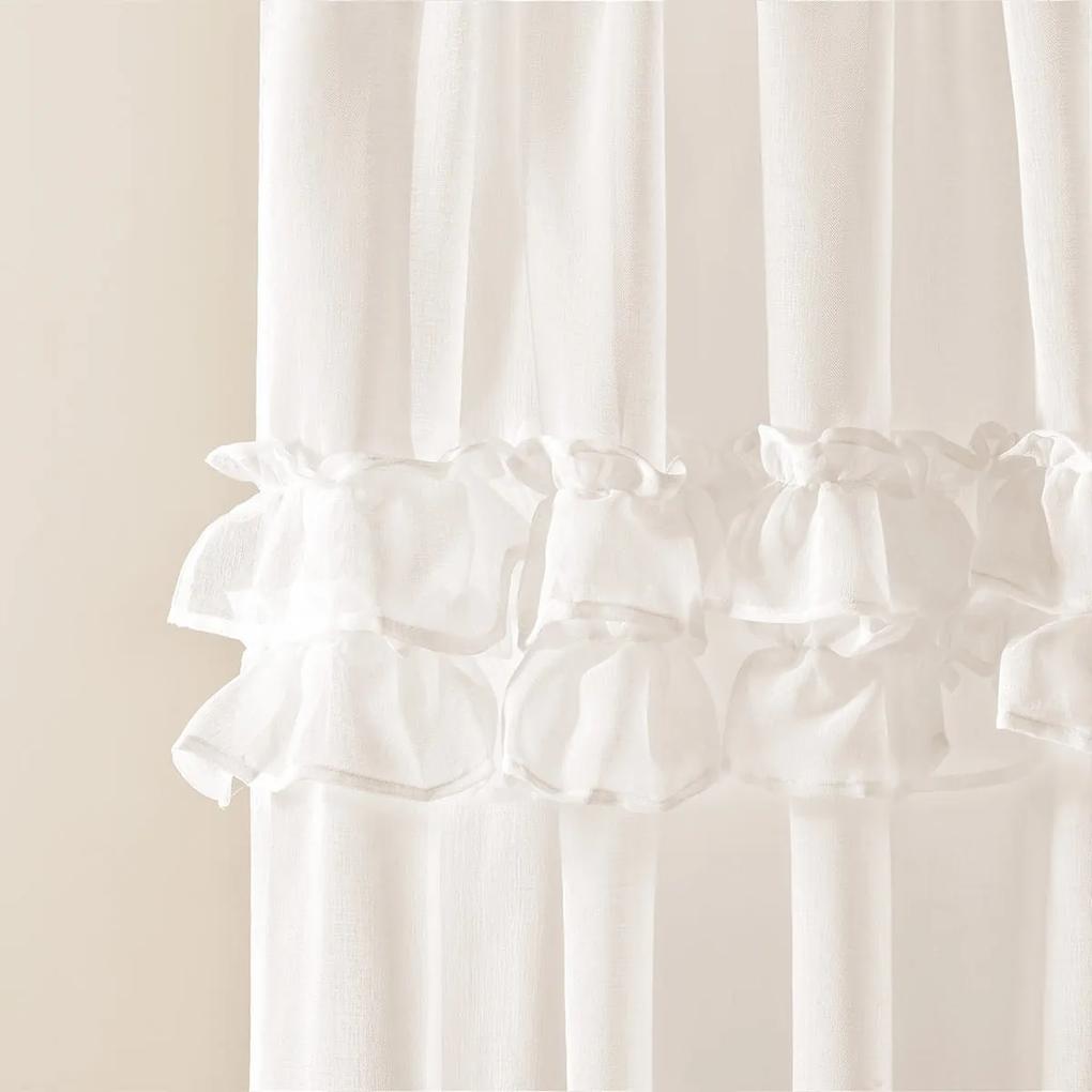 Room99 Záclona na krúžkoch Frilla s volánikmi Jednofarebná Farba: Biela, Veľkosť: 140 x 250 cm