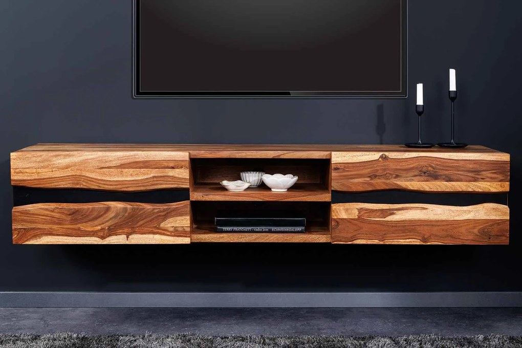 Dizajnový závesný TV stolík Argentinas 160 cm Sheesham