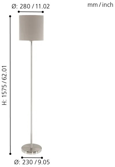 Eglo 95167 - Stojaca lampa PASTERI 1xE27/60W/230V