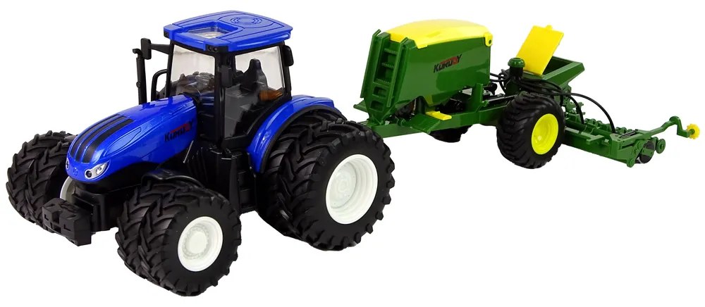 Lean Toys Modrý traktor na diaľkové ovládanie 1:24 – s Lisom