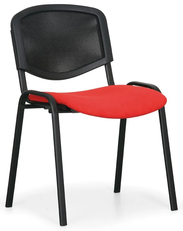 Konferenčná stolička Viva Mesh - čierne nohy, červená / čierna