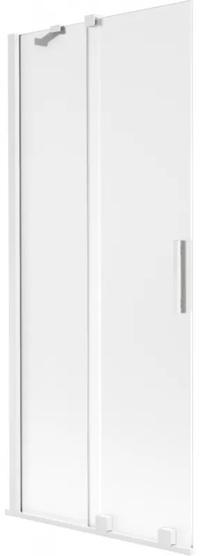 Mexen Velar, 2-krídlová posuvná vaňová zástena 85 x 150 cm, 8mm sklo námraza, biela matná, 896-085-000-31-20