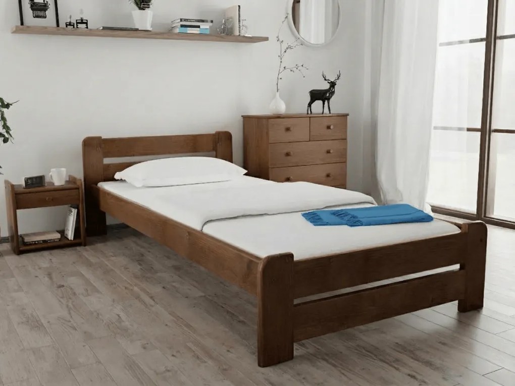 Posteľ Laura 90 x 200 cm, dub Rošt: S latkovým roštom, Matrac: Matrac DELUXE 10 cm