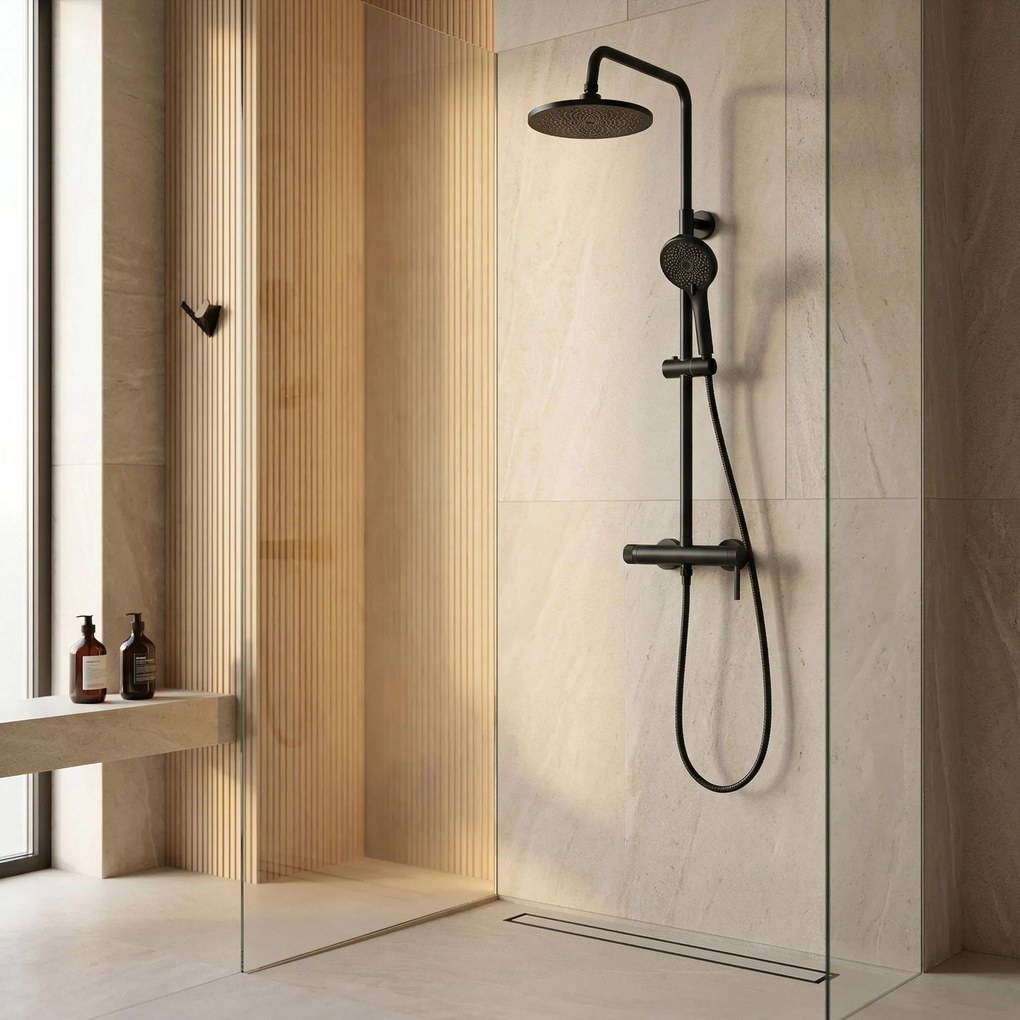 Rea RIVO, sprchová súprava s pákovou batériou, čierna matná, REA-P9499