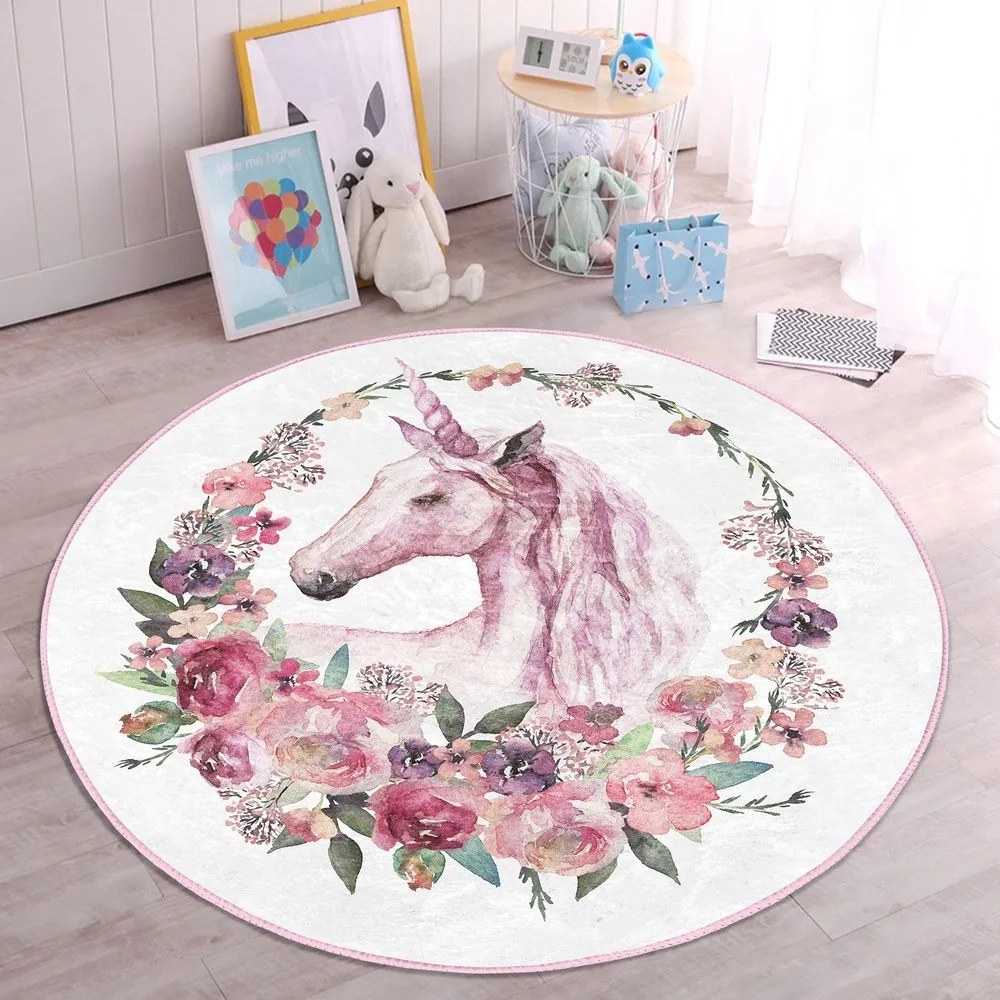 Ružový detský koberec ø 80 cm Comfort – Mila Home