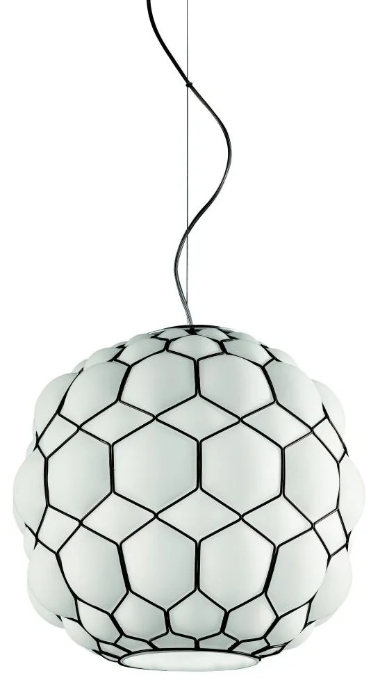 SIRU - Luster na lanku GALAPAGOS 1xE27/60W/230V čierna/biela benátske sklo