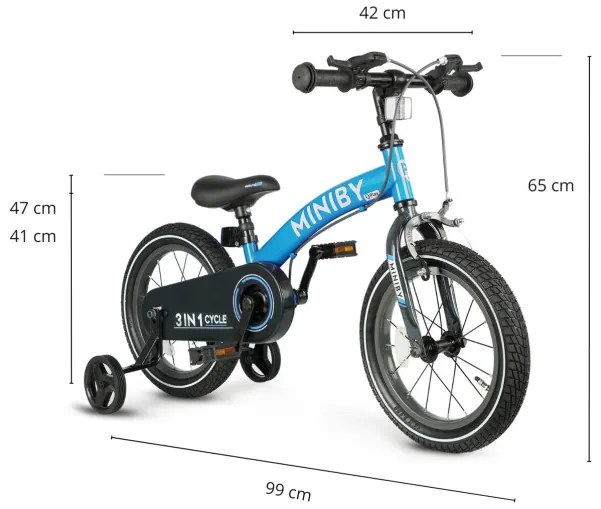 Detský bicykel Miniby 14" modrý