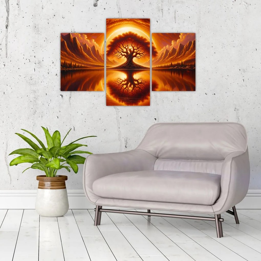 Obraz – Strom v krvavom slnku (90x60 cm)