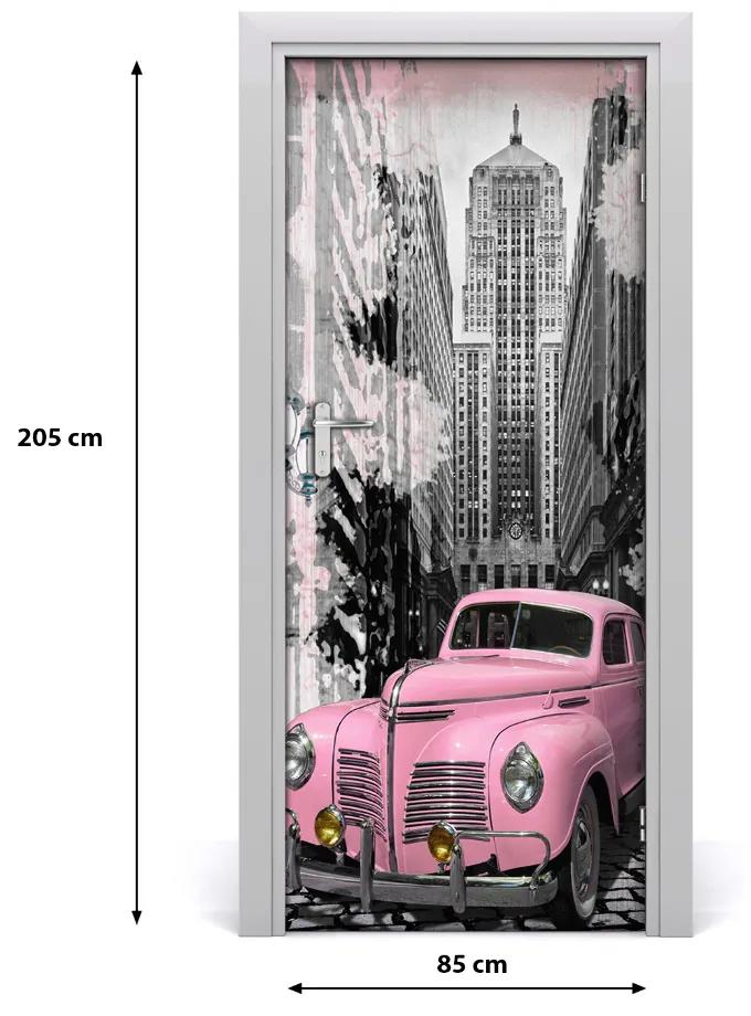 Fototapeta samolepiace na dvere ružové auto 85x205 cm