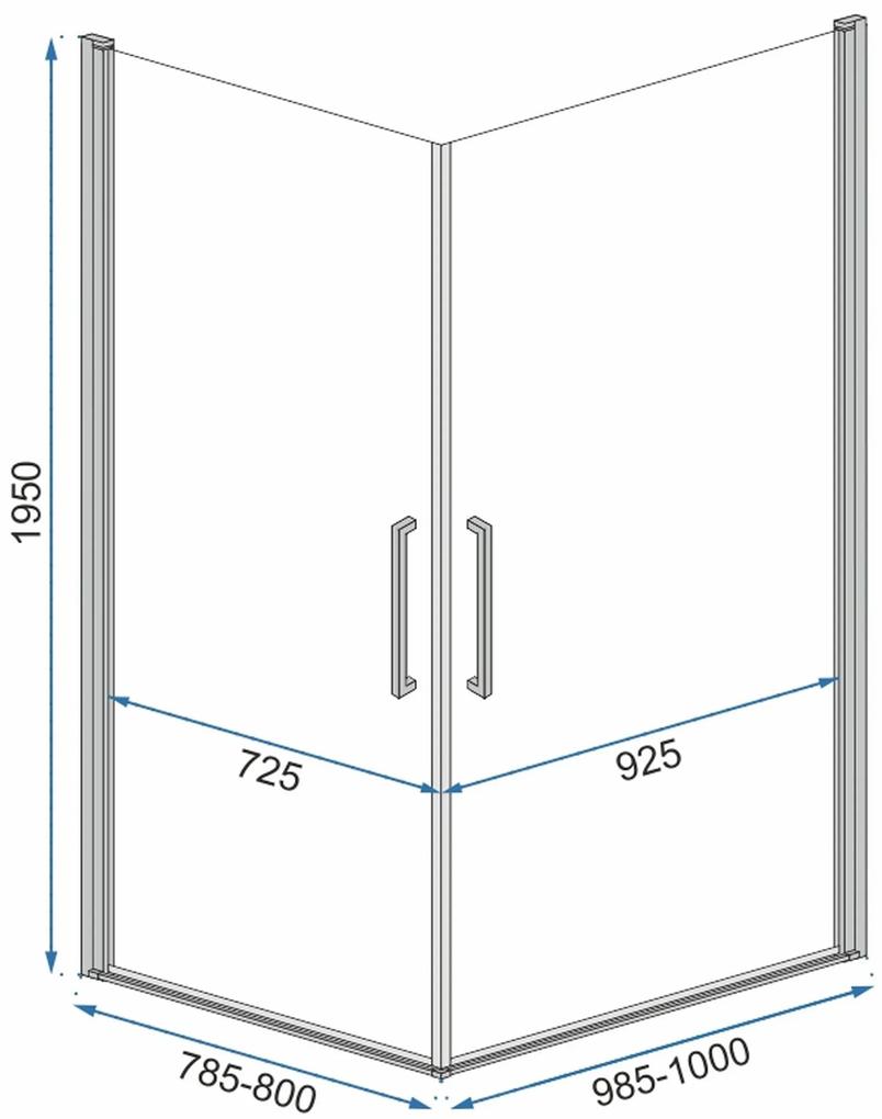 Rea Rubik Black Mat, sprchový kút s 2-krídlovými dverami 80 (dvere) x 80 (dvere) cm, 6mm číre sklo, čierny profil, REA-K9230